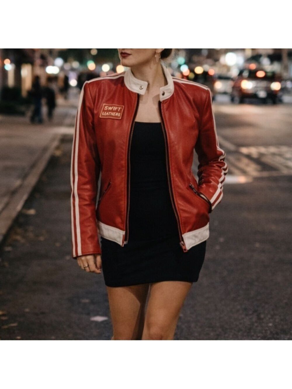 Vintage 70s 80s Swift Leathers Red Moto Racing Jacket Mens S Womens M Authentic